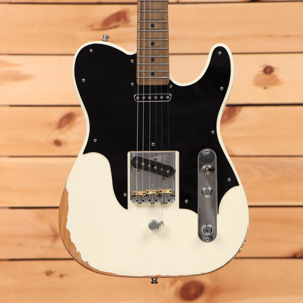Fender John Osborne Telecaster electric guitar Olympic White heavy relic finish with black pickguard and single-coil pickups