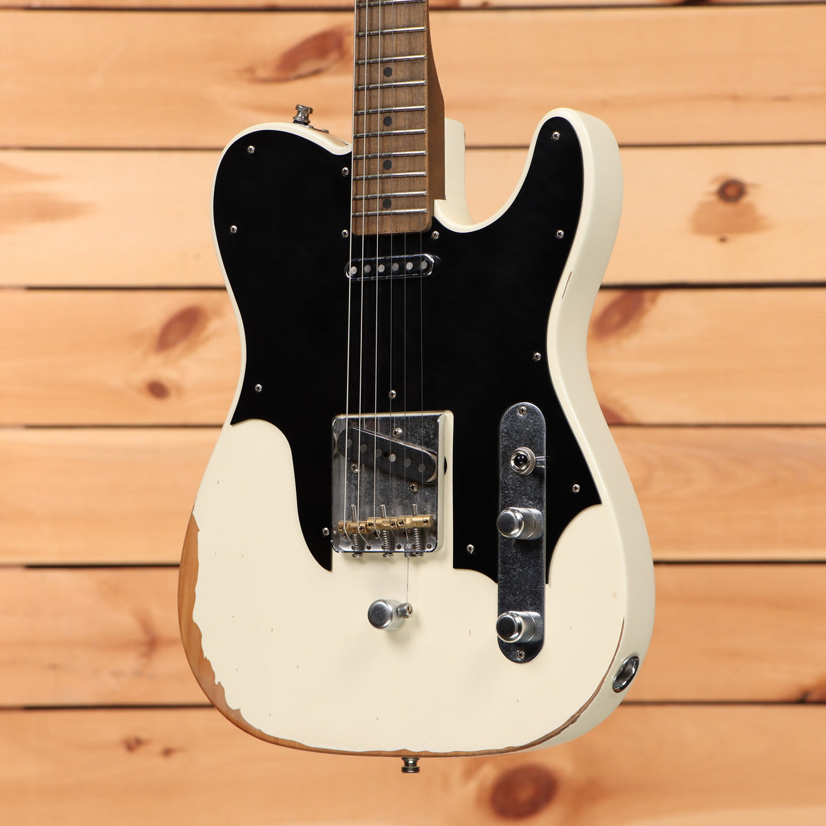 Fender John Osborne Telecaster electric guitar Olympic White relic finish with black pickguard and single-coil pickups