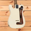 Fender John Osborne Telecaster electric guitar Olympic White relic finish with tremolo spring cavity back view