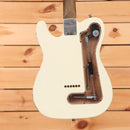 Fender John Osborne Telecaster electric guitar Olympic White showing rear routed tremolo cavity and aged rosewood neck