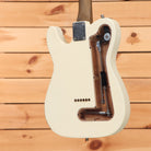 Fender John Osborne Telecaster electric guitar Olympic White showing rear tremolo cavity and aged rosewood neck