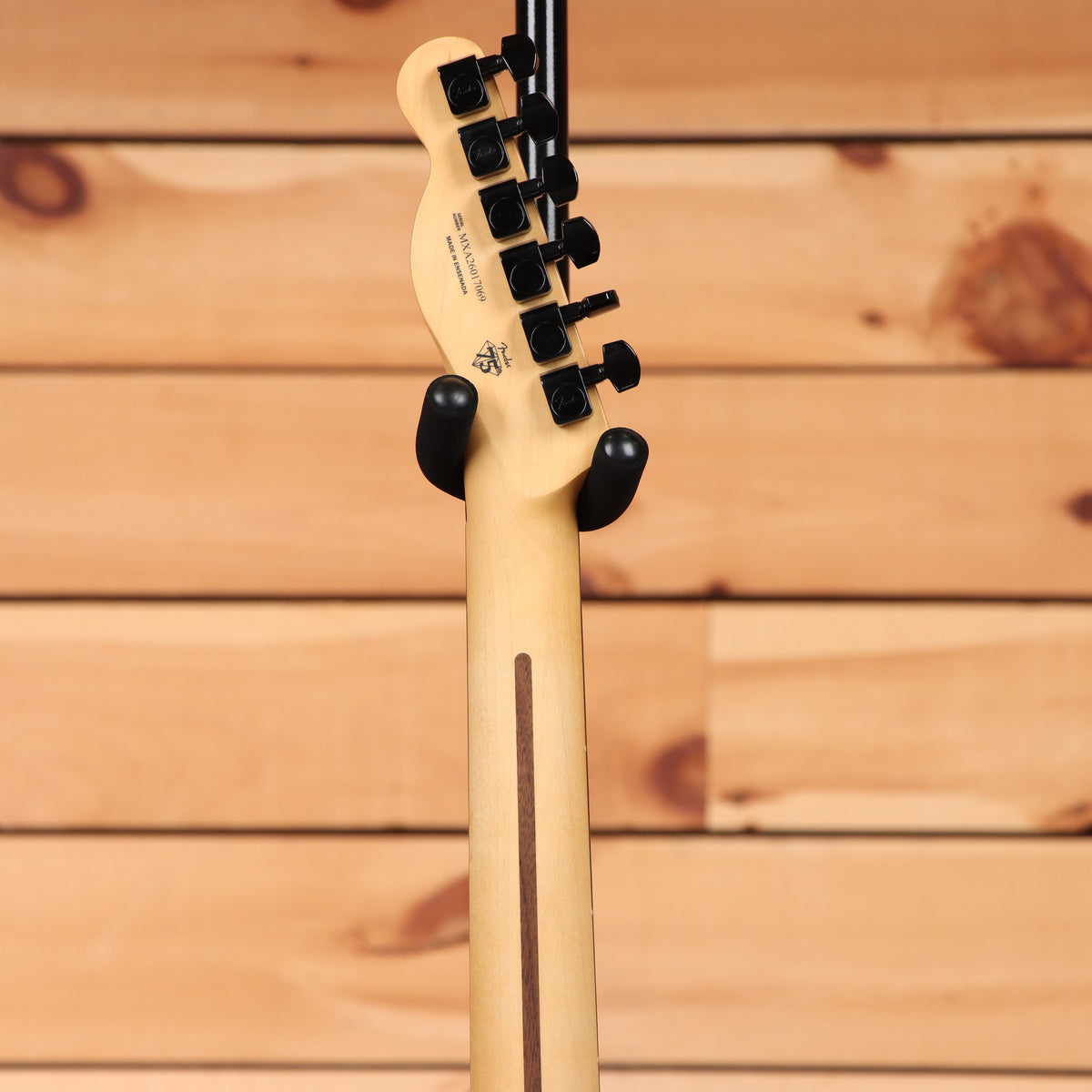 Fender LTD Player Fusion Telecaster HH Aura Metallic electric guitar maple neck with black tuners rear headstock view