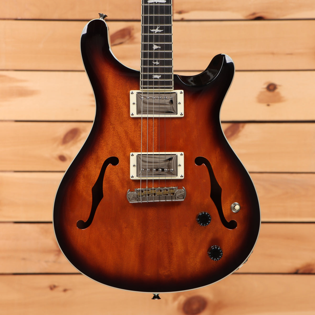 PRS SE Hollowbody semi-hollow electric guitar Tobacco Sunburst with dual humbuckers and bird inlays