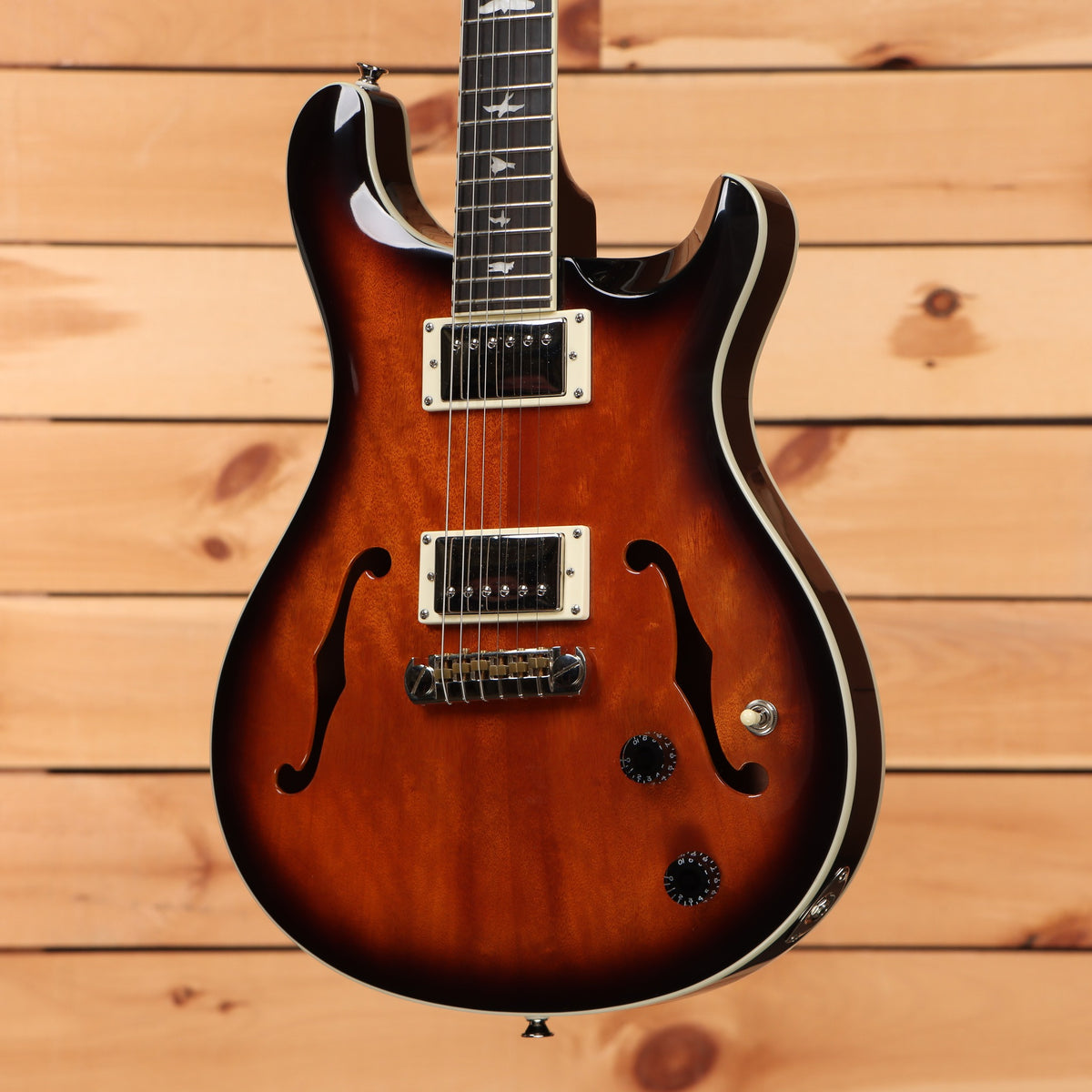 PRS SE Hollowbody semi-hollow electric guitar Tobacco Sunburst with dual humbuckers and bird inlays