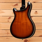 PRS SE Hollowbody electric guitar Tobacco Sunburst with cream body binding and mahogany back
