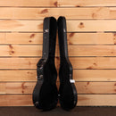 PRS SE Hollowbody guitar hard case black with silver latches and plush interior lining open view