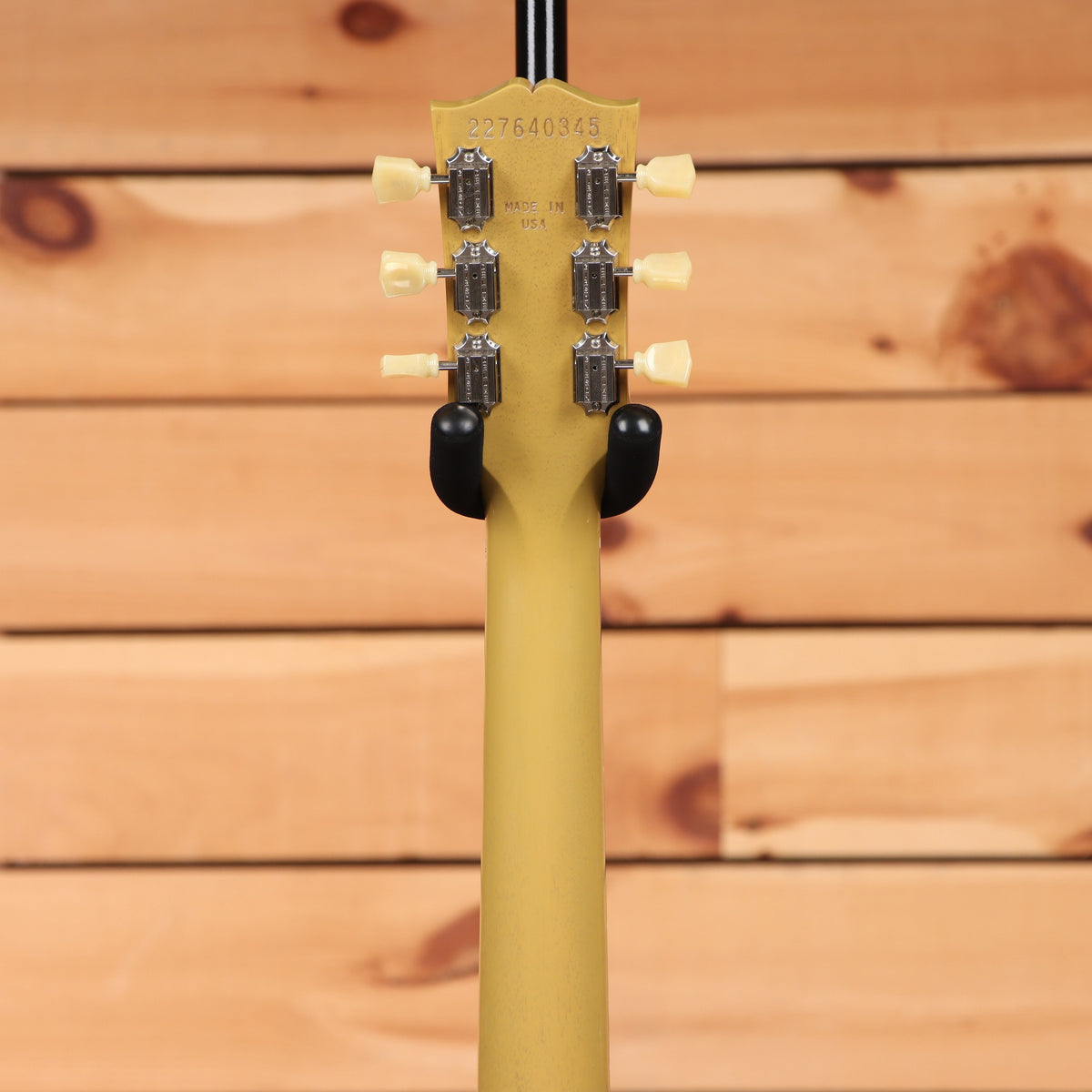 Gibson Les Paul Standard 50s electric guitar TV Yellow headstock back showing cream tuner buttons and Made in USA stamp