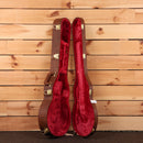 Gibson Les Paul Standard '50s TV Yellow hardshell guitar case brown leather red velvet interior gold latches open