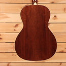 Martin 00L-16E Black Smoke acoustic-electric guitar back view with solid mahogany back and white binding