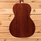 Martin 00L-16E Black Smoke acoustic-electric guitar back view with solid mahogany back and white binding