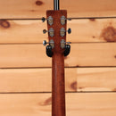Martin 00L-16E acoustic-electric guitar Black Smoke rear headstock view with chrome tuners and mahogany neck