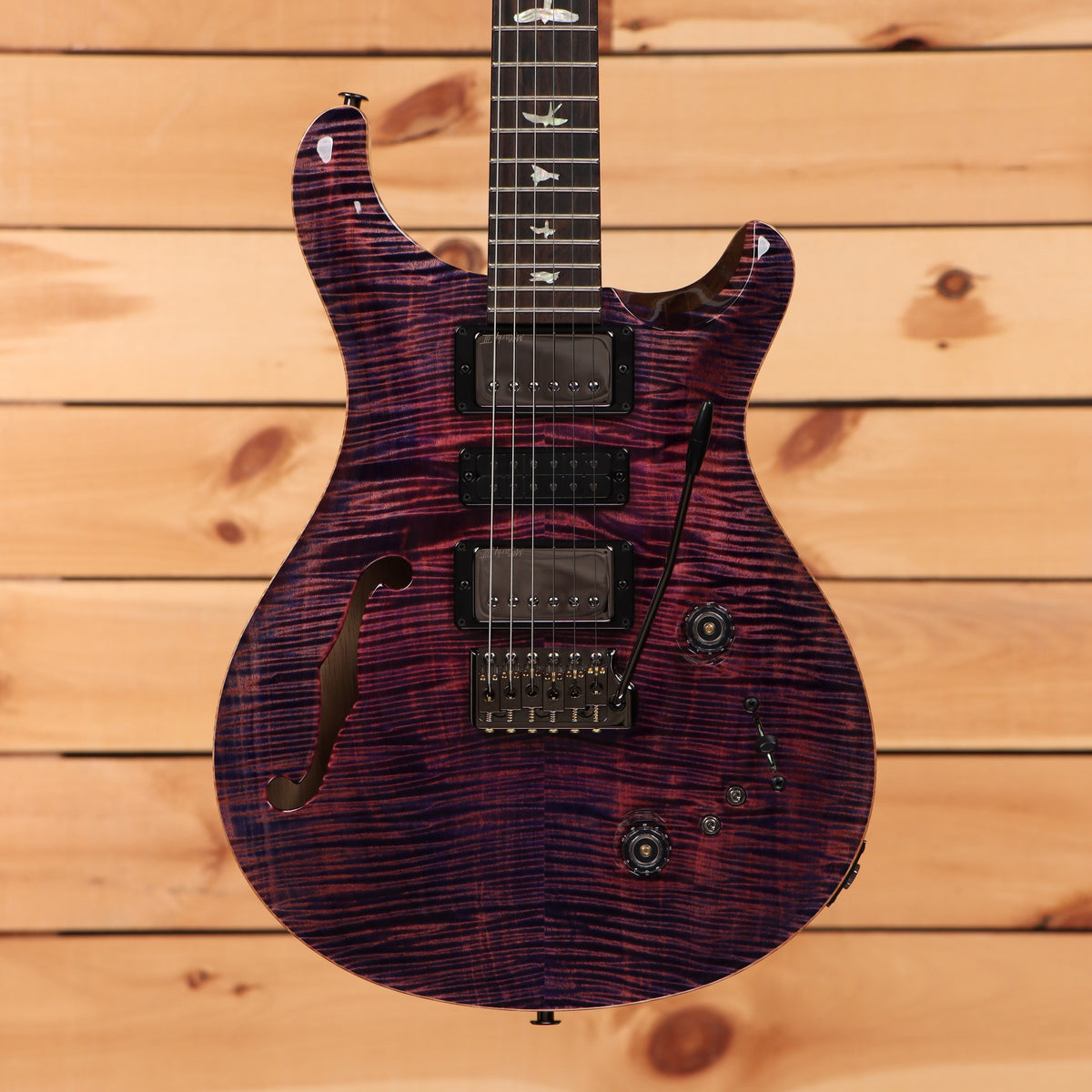 PRS Special Semi-Hollow electric guitar Fuschia with flamed maple top dual humbuckers and f-hole