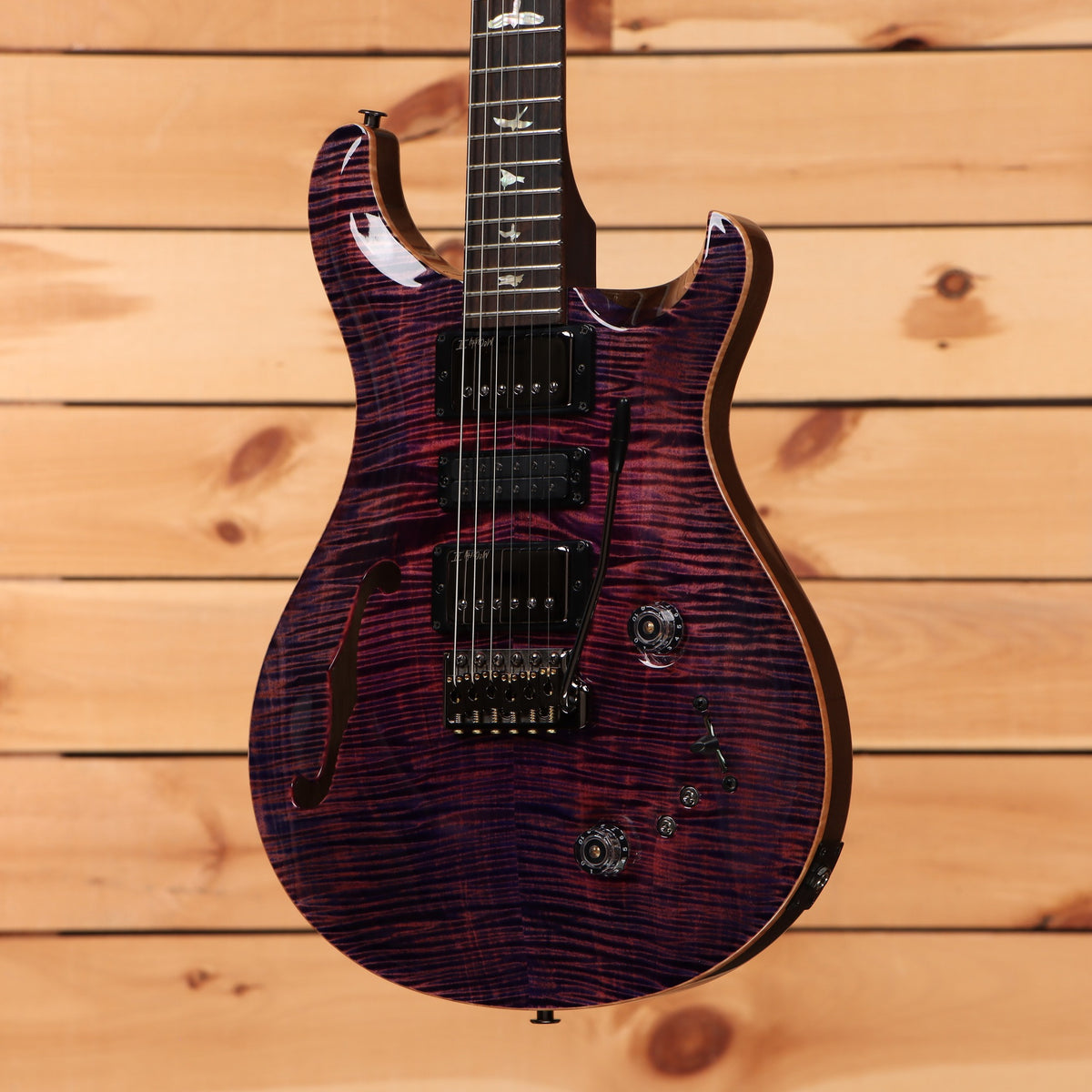PRS Special Semi-Hollow electric guitar Fuchsia with flamed maple top dual humbuckers and bird inlays