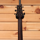 PRS Special Semi-Hollow electric guitar Fuschia showing rear headstock with black tuners and rosewood neck