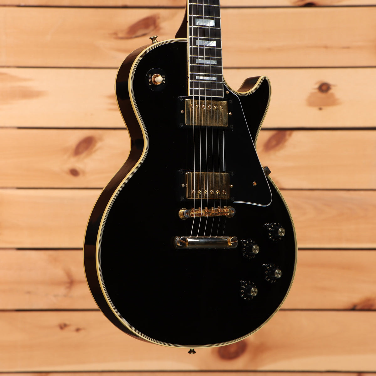 Gibson 1968 Les Paul Custom Reissue Light Aged electric guitar Ebony finish with dual humbuckers and gold hardware