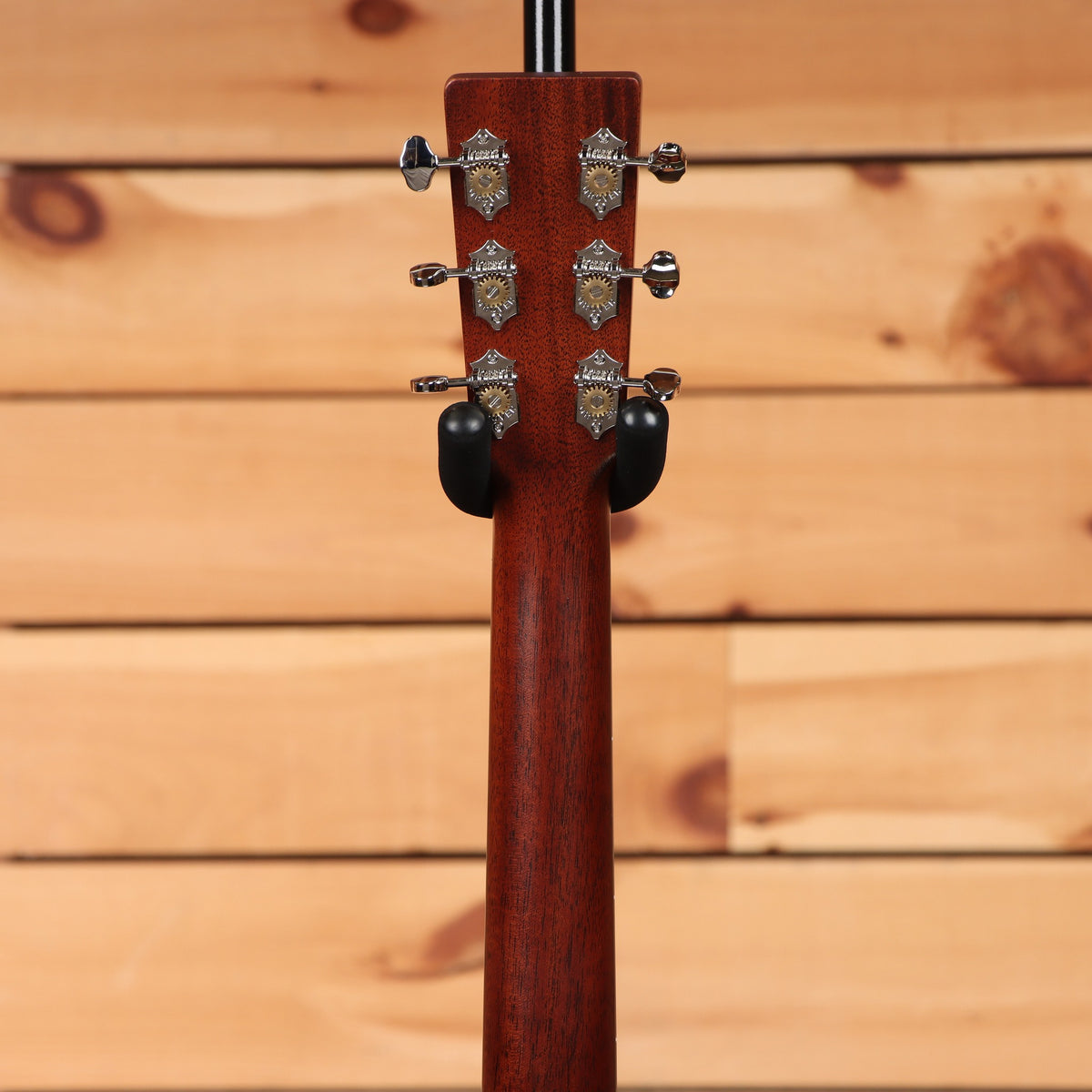 Martin DSS-16E acoustic-electric guitar 1935 Burst showing mahogany neck back with chrome Grover tuners