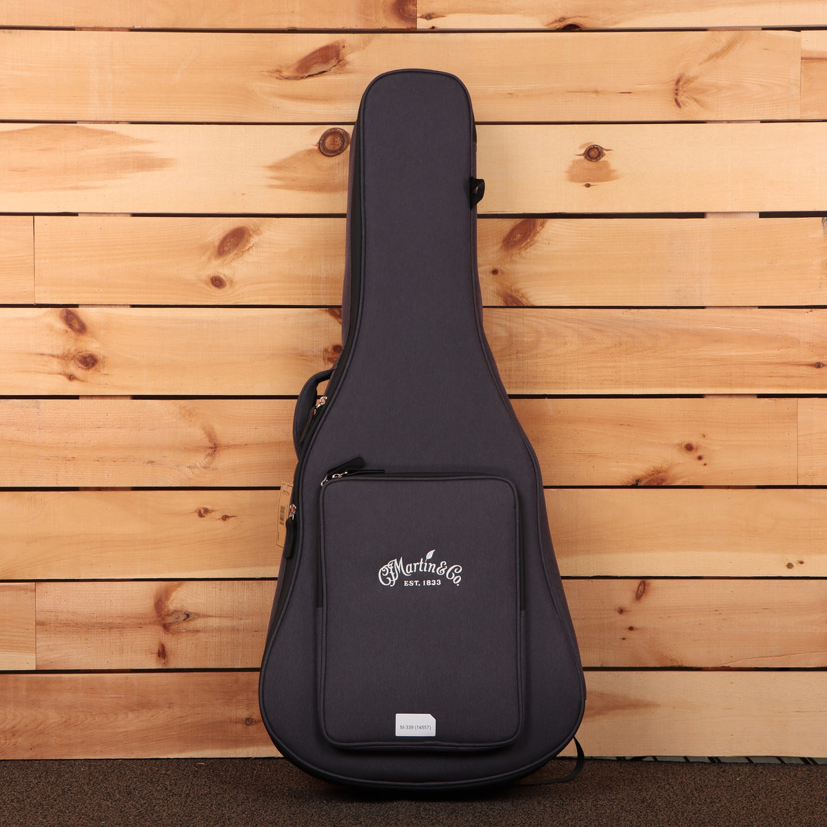 Martin DSS-16E 1935 Burst acoustic guitar in dark gray padded gig bag with C.F. Martin & Co. logo pocket