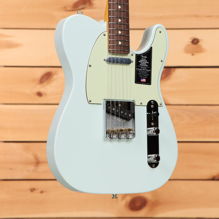 Fender Limited American Professional Classic Telecaster Sonic Blue electric guitar with rosewood fretboard and single-coil pi
