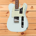 Fender Limited American Professional Classic Telecaster Sonic Blue electric guitar with rosewood fretboard and white pickguar