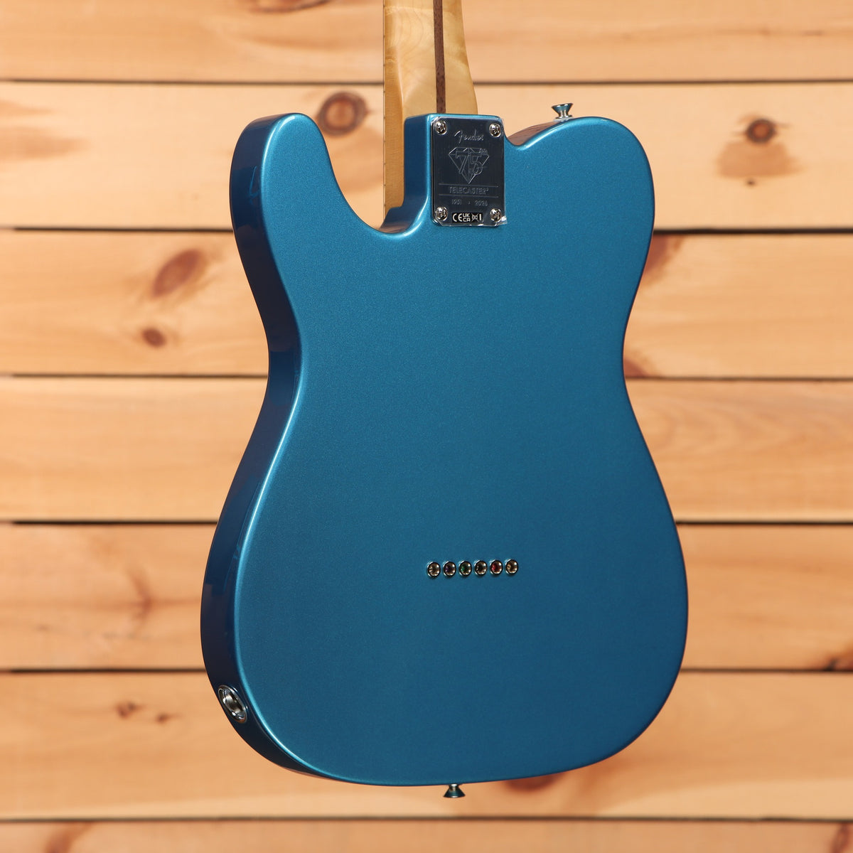 Fender 75th Anniversary Player II Baritone Telecaster electric guitar Lake Placid Blue with neck plate badge