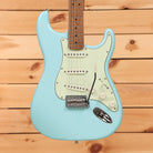 Fender Limited American Professional Classic Stratocaster electric guitar Daphne Blue with three single-coil pickups and mint