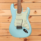 Fender Limited American Professional Classic Stratocaster electric guitar Daphne Blue with three single-coil pickups and mint