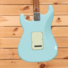 Fender Limited American Professional Classic Stratocaster electric guitar Daphne Blue with tremolo back plate and walnut neck