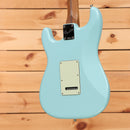 Fender Limited American Professional Classic Stratocaster electric guitar Daphne Blue with tremolo backplate and roasted neck