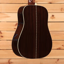 Martin D-28 dreadnought acoustic guitar Natural with Aging Toner showing rosewood back with diamond inlay center strip and wh