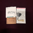 Martin D-41 Natural with Aging Toner acoustic guitar hang tag, case key, end pin, and wooden QR scan card accessories