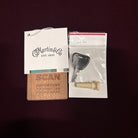 Martin D-41 Natural with Aging Toner acoustic guitar hang tag, case key, end pin, and wooden QR scan card accessories