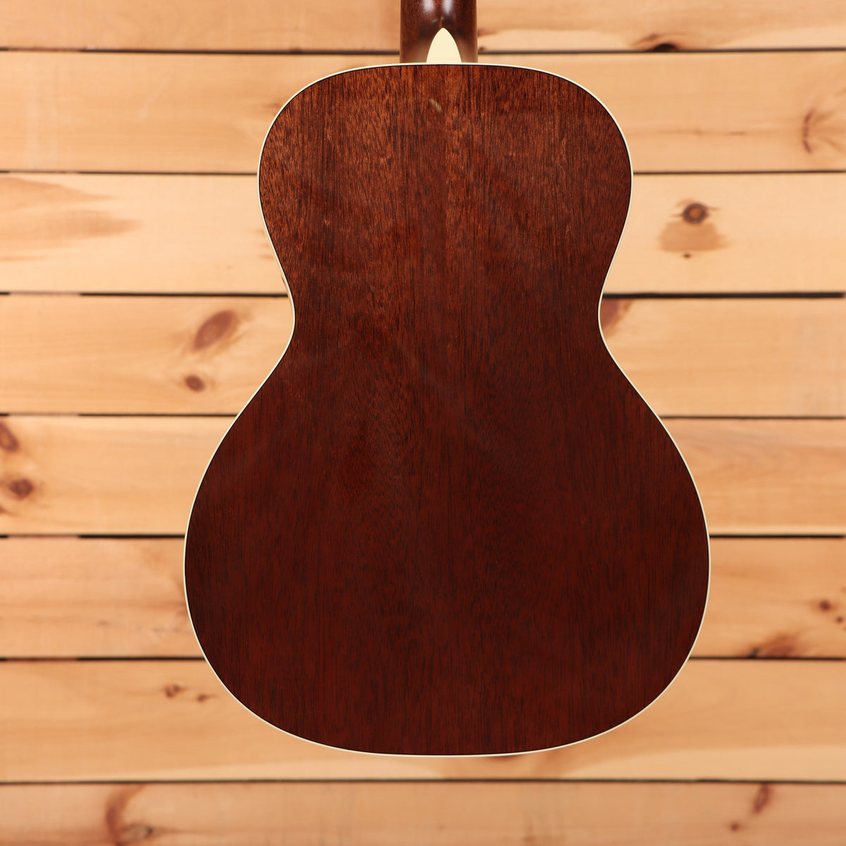 Martin CEO-7 Autumn Sunset acoustic parlor guitar back view showing rich mahogany back with cream binding