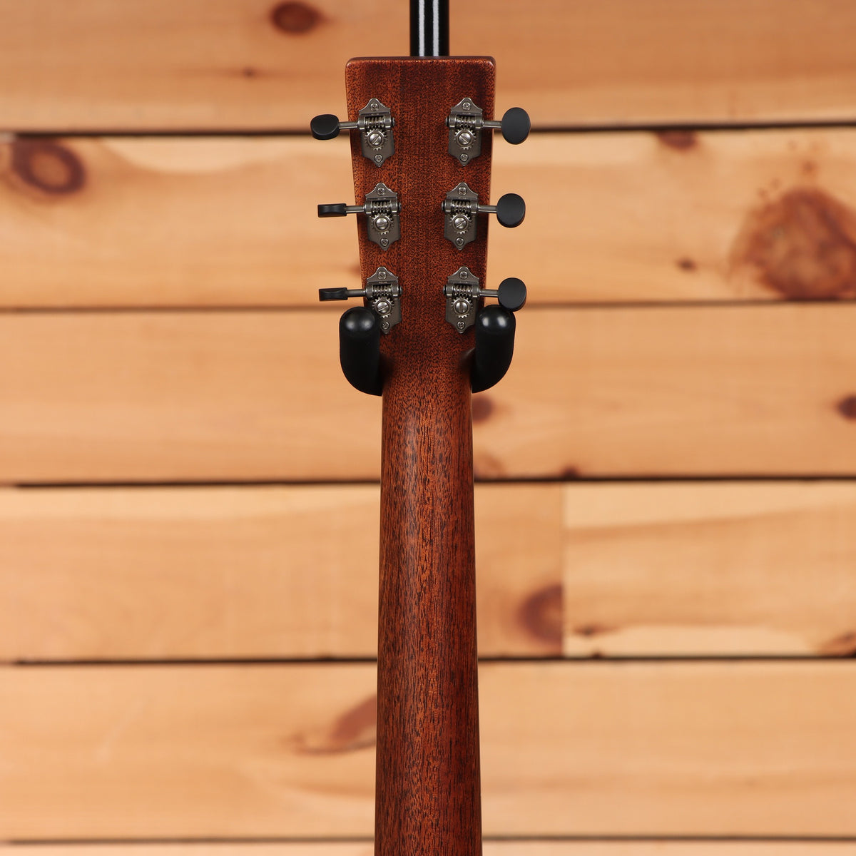 Martin CEO-7 acoustic guitar Autumn Sunset finish mahogany neck with black button tuners rear headstock view