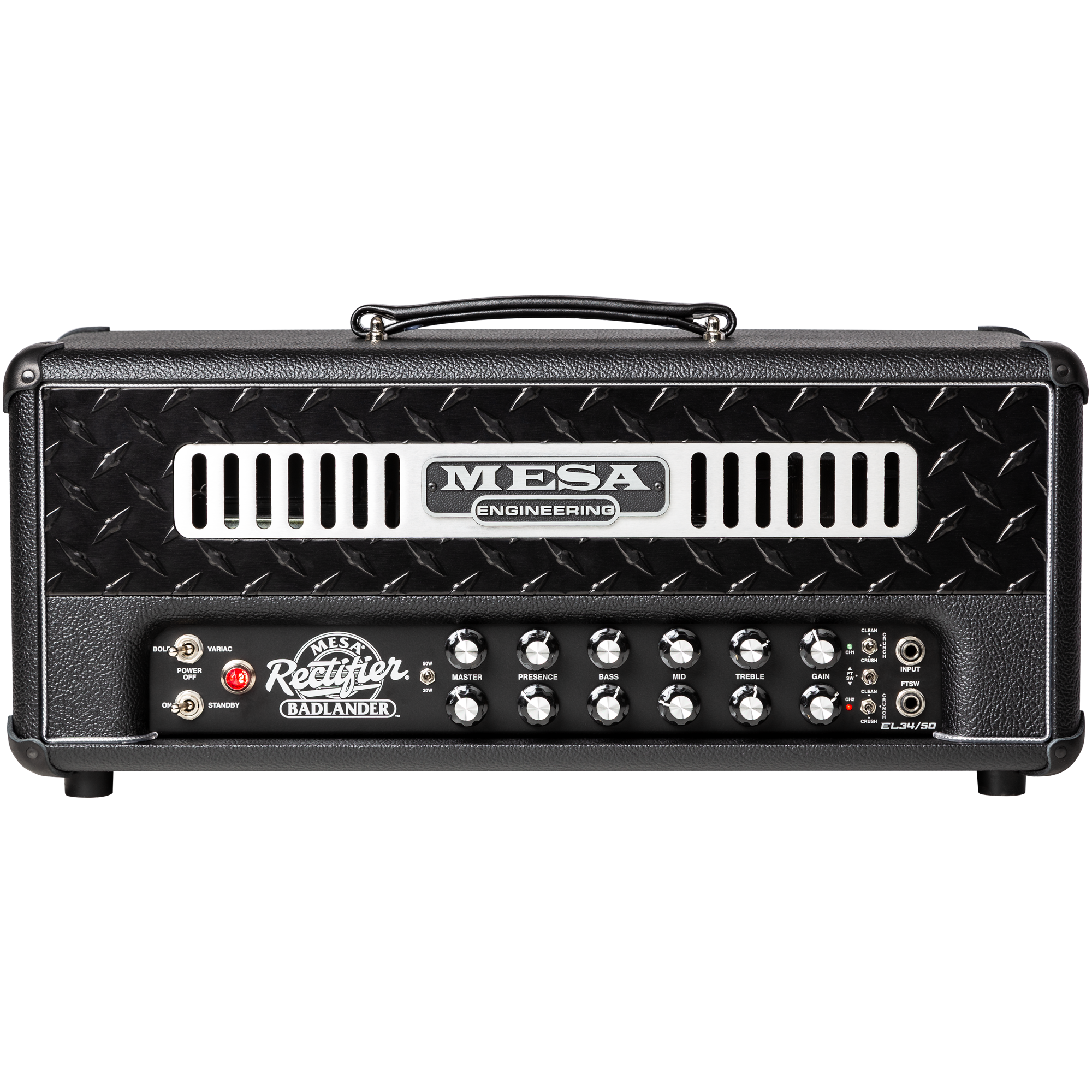 Mesa Boogie Badlander 50 amplifier head black with dual input channels and EQ controls