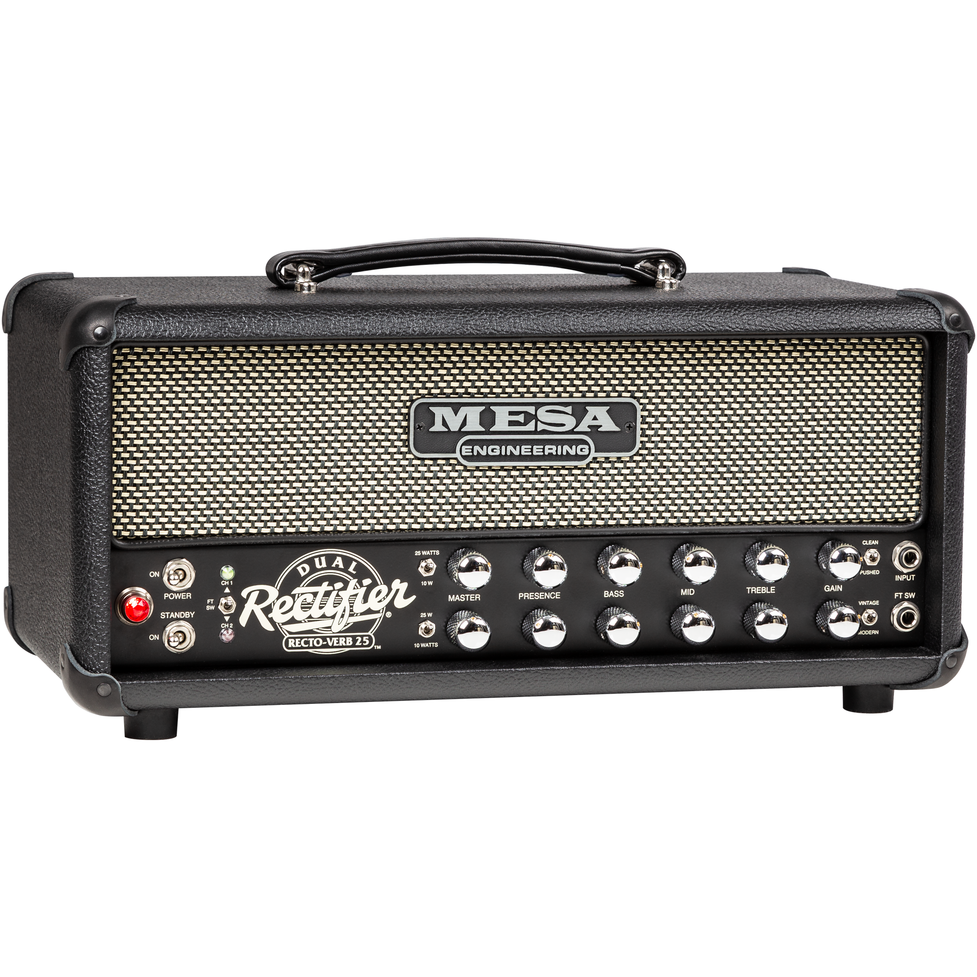 Mesa Boogie Recto-Verb 25 tube amp head black with dual channels and effects reverb