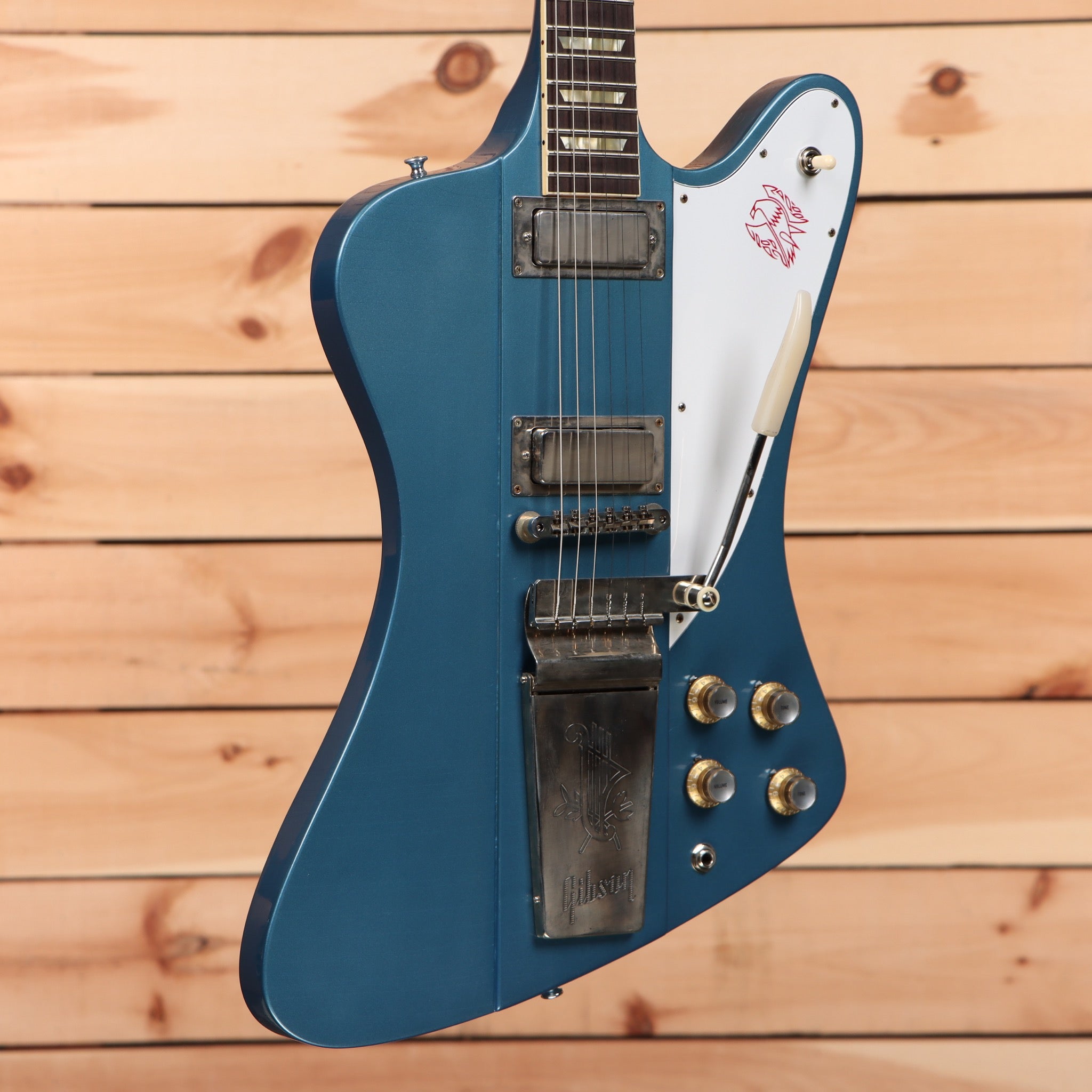 Gibson 1963 Firebird V ultra-light aged Pelham Blue electric guitar with Maestro vibrola tremolo