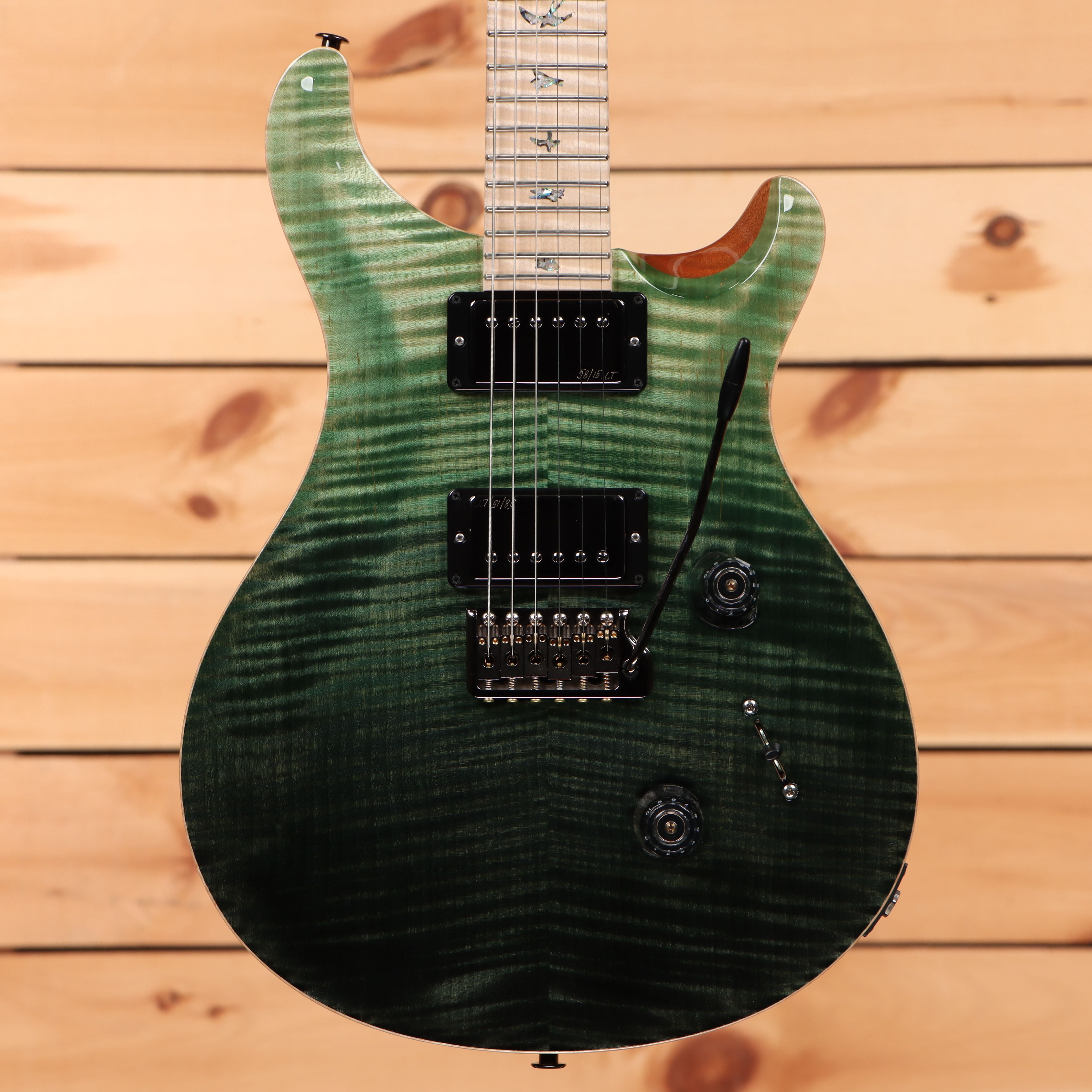 Paul Reed Smith Custom 24 Wood Library electric guitar Trampas Green Fade flamed maple top with dual humbuckers