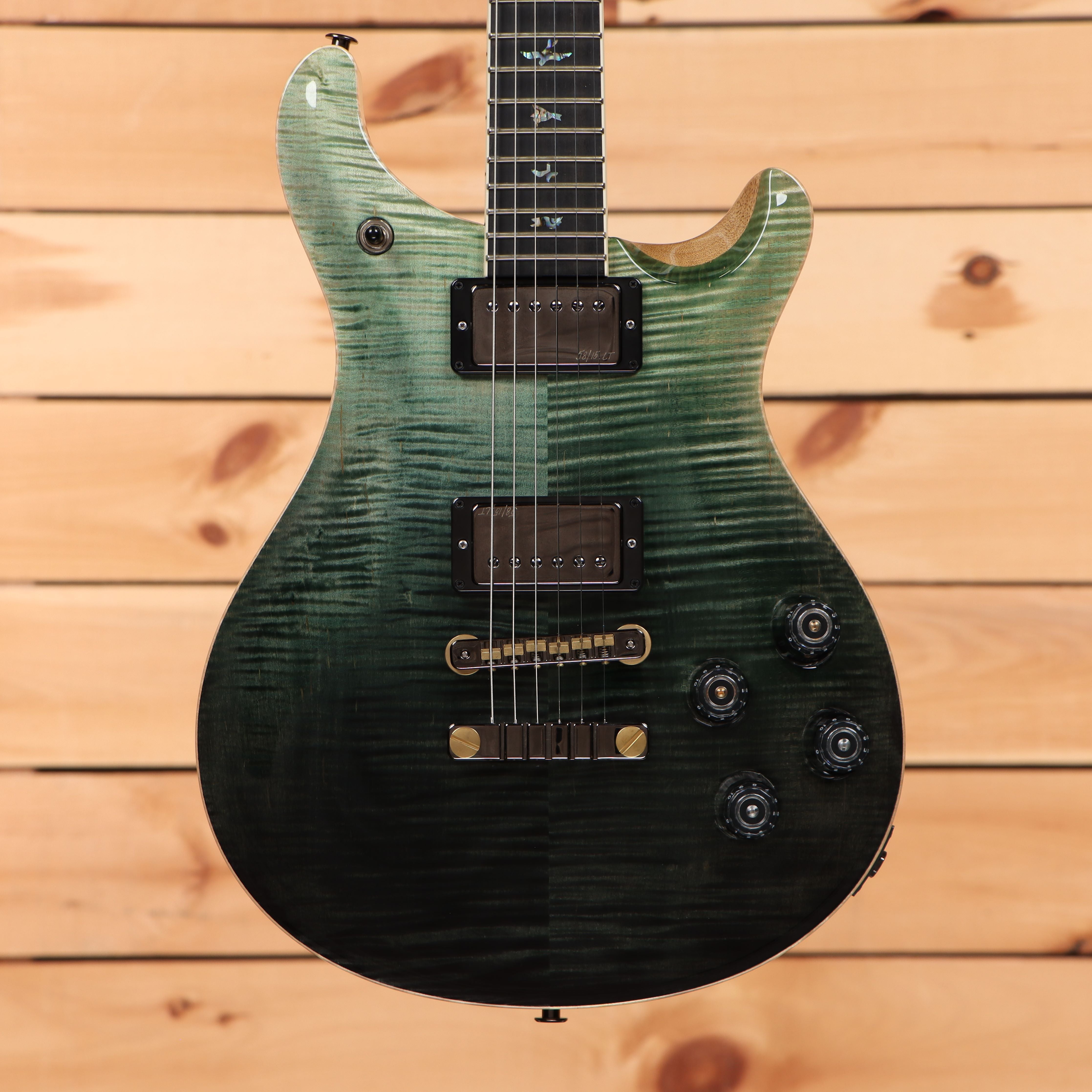 Paul Reed Smith McCarty 594 Wood Library electric guitar Trampas Green Fade with dual humbucker pickups