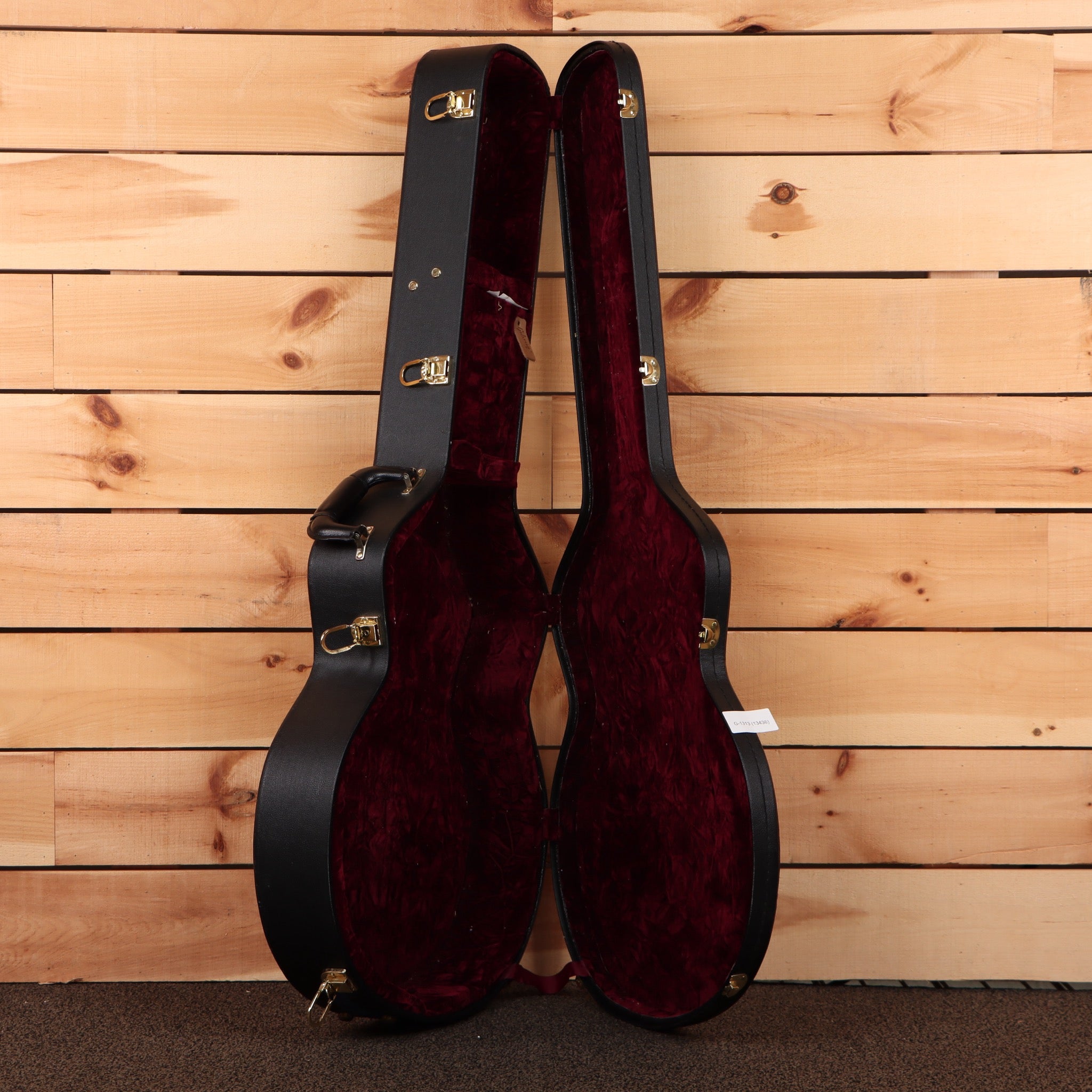 Pre-owned Gibson L5 Double-Cutaway semi-hollow electric guitar Iced Tea with gold hardware and burgundy velvet case interior