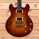 Eastman T184MX semi-hollow electric guitar Goldburst with dual humbuckers and f-holes