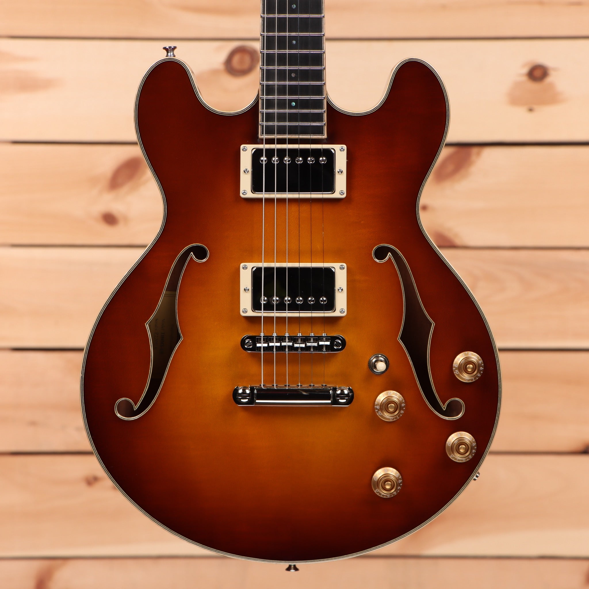 Eastman T184MX semi-hollow electric guitar Goldburst with dual humbuckers and f-holes