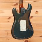 Fender Custom Shop Masterbuilt Dale Wilson 1961 Stratocaster heavy relic Dark Lake Placid Blue electric guitar with white pickguard