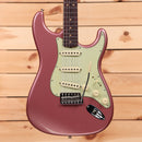 Fender Custom Shop Ltd 1964 Stratocaster Journeyman Closet Classic Relic electric guitar Burgundy Mist Metallic with vintage-style single-coil pickups