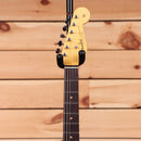 Fender Custom Shop Ltd 1964 Stratocaster Journeyman Closet Classic Relic Burgundy Mist Metallic electric guitar with maple neck