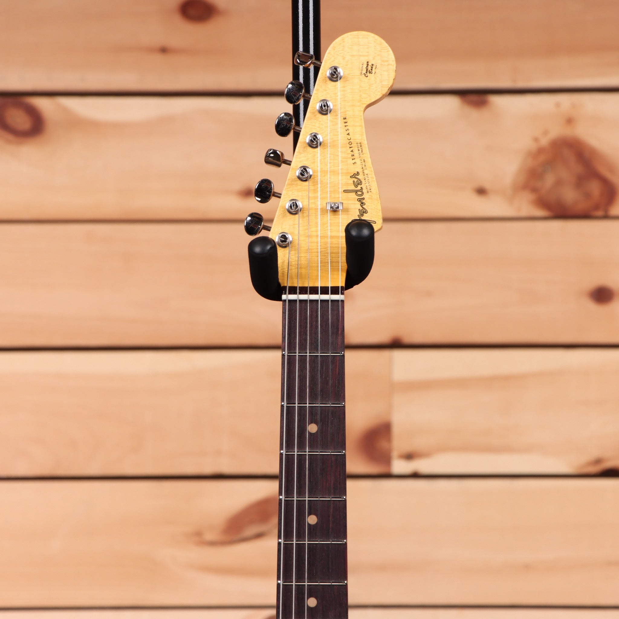 Fender Custom Shop Ltd 1964 Stratocaster Journeyman Closet Classic Relic Burgundy Mist Metallic electric guitar with maple neck