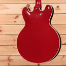 Gibson 1959 ES-335 semi-hollow electric guitar Cardinal Red with aged finish and white binding