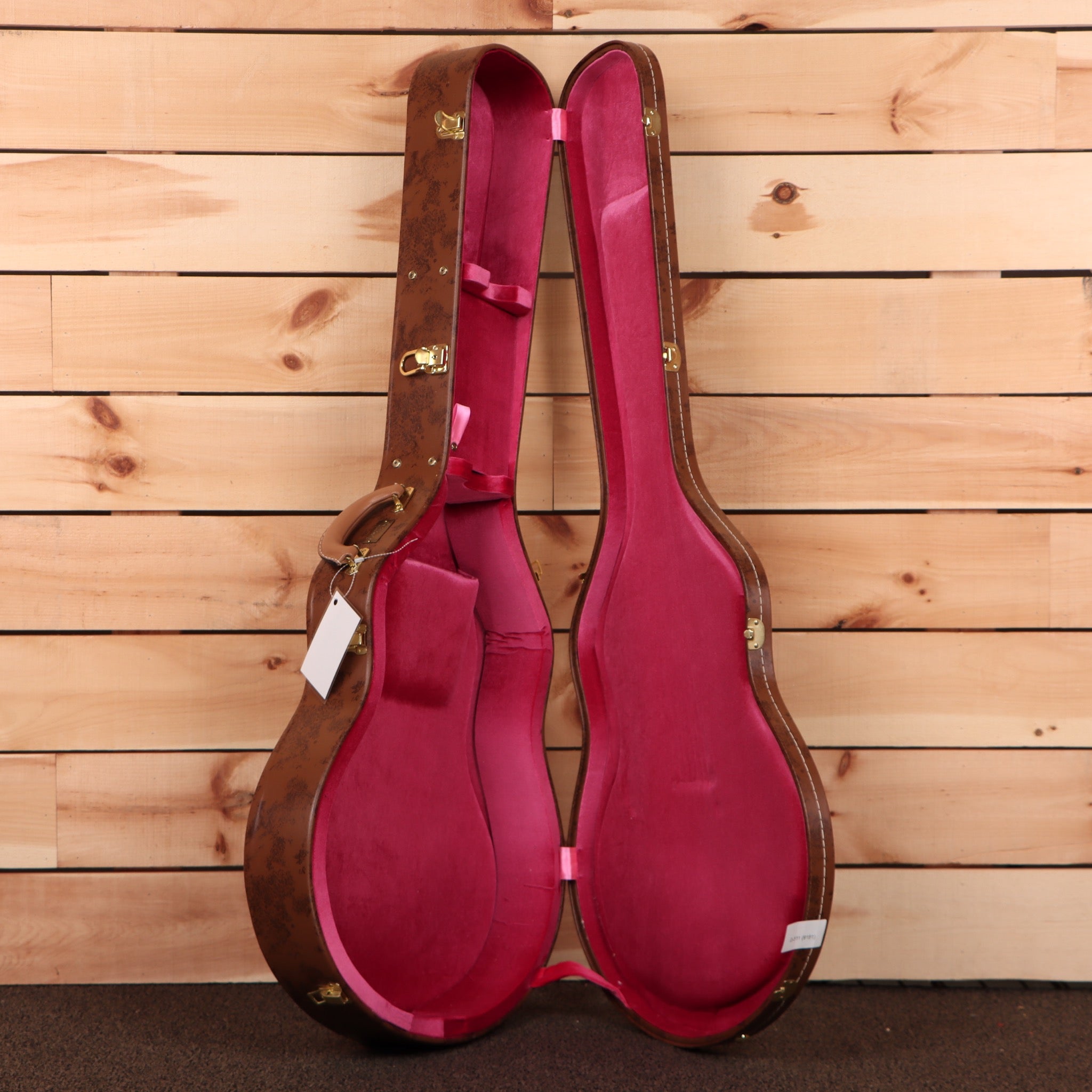 Gibson 1959 ES-335 semi-hollow electric guitar ultra-light aged cardinal red with open case showing pink velvet interior