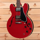 Gibson 1959 ES-335 semi-hollow electric guitar Cardinal Red with f-holes and dual humbuckers