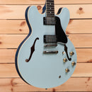 Gibson PSL-1961 ES-335 semi-hollow electric guitar Frost Blue with f-holes and dual humbuckers