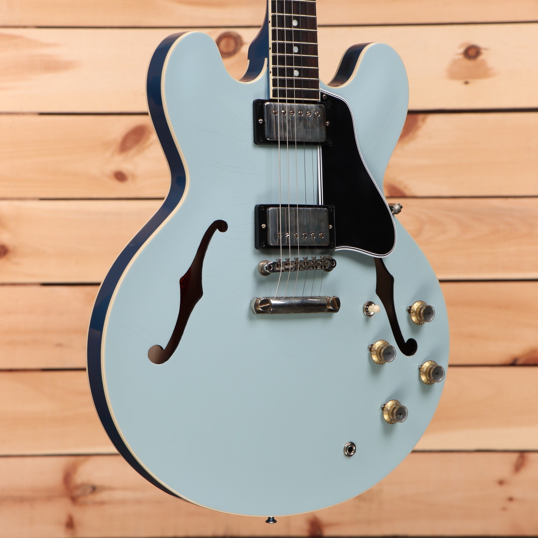 Gibson PSL-1961 ES-335 semi-hollow electric guitar Frost Blue with f-holes and dual humbuckers